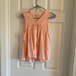 American Eagle Shirt Blouse Pink Button Up